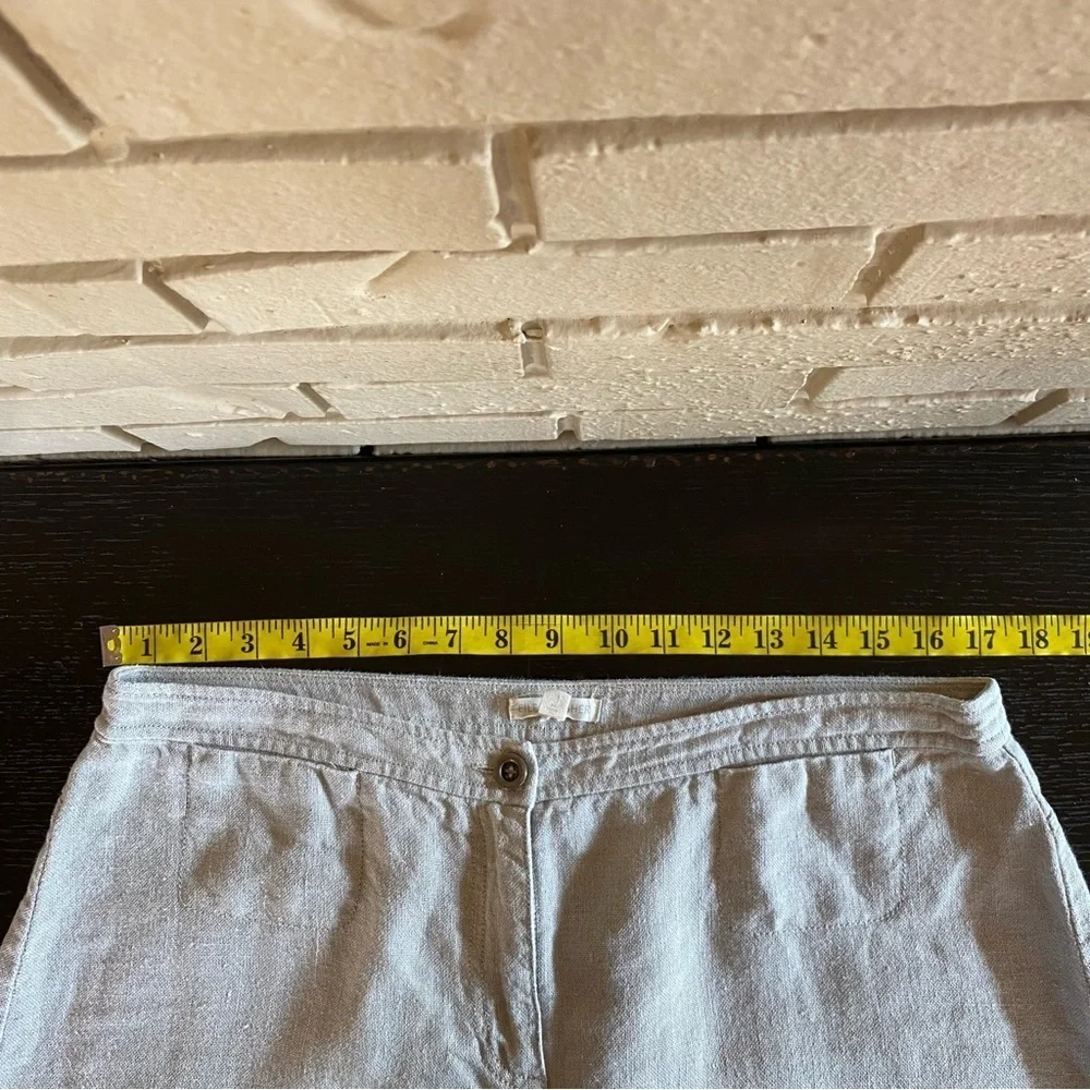 Eileen Fisher Organic Linen Wide Leg Crop Pants Lagenlook Quiet Luxury Boho 10 - Picture 6 of 8